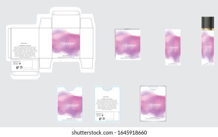 Packaging design, luxury perfume box,  pocket perfume and deo design template and mock up box. Illustration vector.
