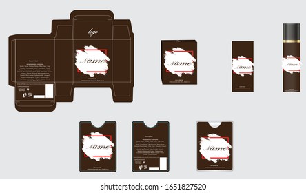 Packaging design, luxury perfume box,  pocket perfume and deo design template and mock up box. Illustration vector.