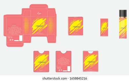 Packaging design, luxury perfume box,  pocket perfume and deo design template and mock up box. Illustration vector.