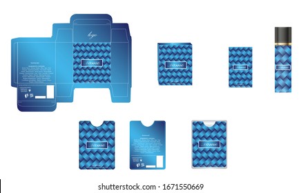 Packaging design, luxury perfume box, pocket perfume and deo design template and mock up box. Illustration vector.