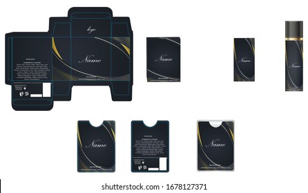 Packaging design, luxury perfume box, pocket perfume and deo design template and mock up box. Illustration vector.