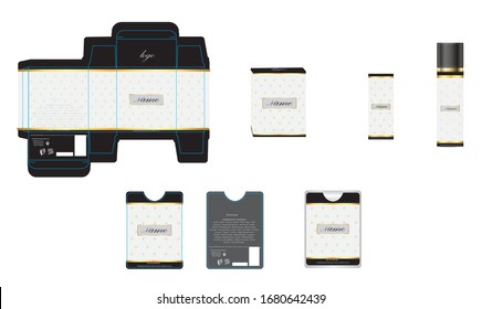 Packaging design, luxury perfume box, pocket perfume and deo design template and mock up box. Illustration vector.