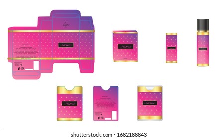 Packaging design, luxury perfume box, pocket perfume and deo design template and mock up box. Illustration vector.