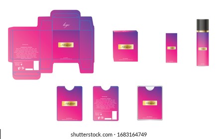 Packaging design, luxury perfume box, pocket perfume and deo design template and mock up box. Illustration vector.