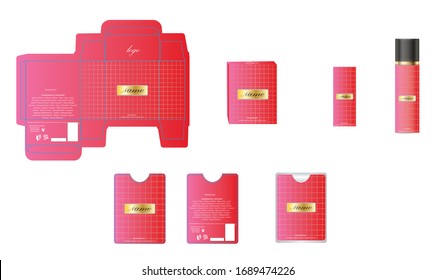 Packaging design, luxury perfume box, pocket perfume and deo design template and mock up box. Illustration vector.