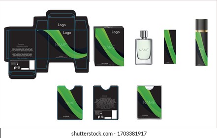 Packaging design, luxury perfume box, pocket perfume and deo design template and mock up box. Illustration vector.