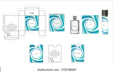 Packaging design, luxury perfume box, pocket perfume and deo design template and mock up box. Illustration vector.