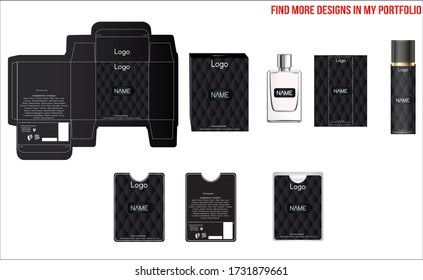 Packaging design, luxury perfume box, pocket perfume and deo design template and mock up box. Illustration vector.