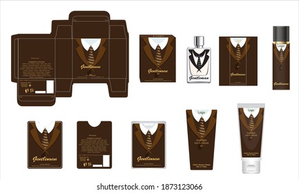Packaging design, luxury perfume box, pocket perfume, deo design and face cream template and mock up box. Illustration vector.