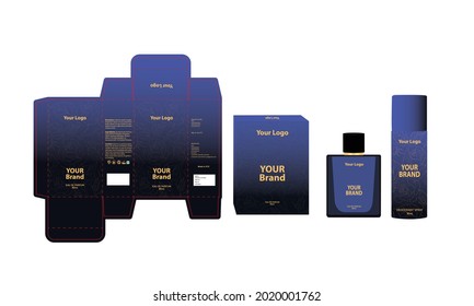 Diseño de embalajes, caja de perfumes de lujo, caja de simulación de diseño de vídeo. Vector de ilustración.