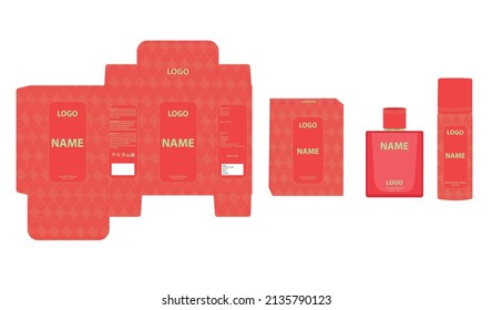 Diseño de embalajes, caja de perfumes de lujo, caja de simulación de diseño de vídeo. Vector de ilustración.