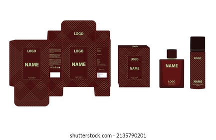 Diseño de embalajes, caja de perfumes de lujo, caja de simulación de diseño de vídeo. Vector de ilustración.