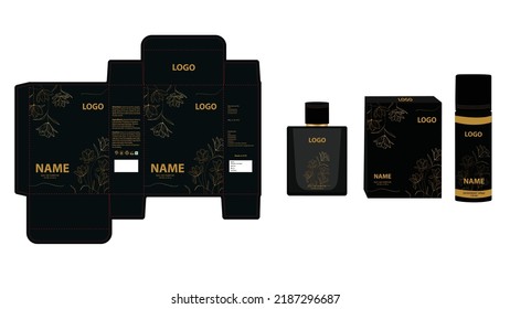 Diseño de embalajes, caja de perfumes de lujo, caja de simulación de diseño de vídeo. Vector de ilustración.