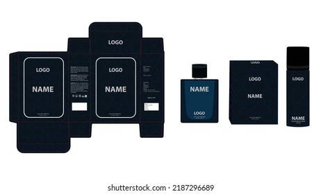 Packaging design, luxury perfume box, deo design mock up box. Illustration vector.