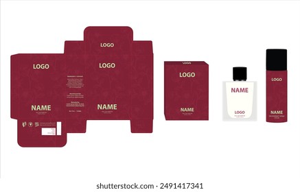 Diseño de embalaje, caja de perfume de lujo, maqueta de diseño de video. Vector de ilustración.