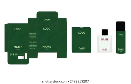 Diseño de embalaje, caja de perfume de lujo, maqueta de diseño de video. Vector de ilustración.