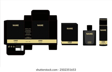 Diseño de embalaje, caja de perfume de lujo, diseño de demostración de la caja de maquetas. Vector de ilustración.