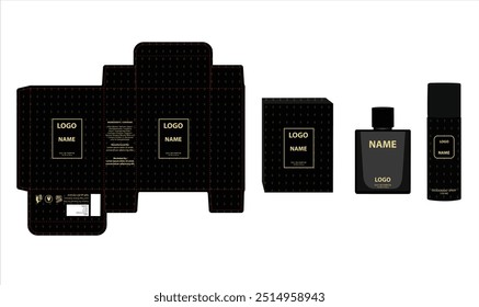 Packaging design, luxury perfume box, deo design mock up box. Illustration vector.