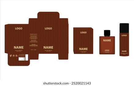 Packaging design, luxury perfume box, deo design mock up box. Illustration vector.