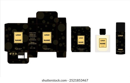 Packaging design, luxury perfume box, deo design mock up box. Illustration vector.