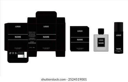 Packaging design, luxury perfume box, deo design mock up box. Illustration vector.