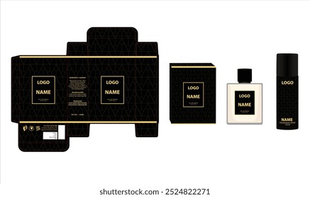 Verpackung Design, Luxus Parfum Box, deo Design Mock up Box. Illustrationsvektor.