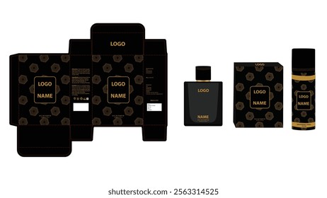Packaging design, luxury perfume box, deo design mock up box. Illustration vector.