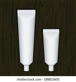packaging design on wood background , Eps 10