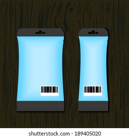packaging design on wood background , Eps 10