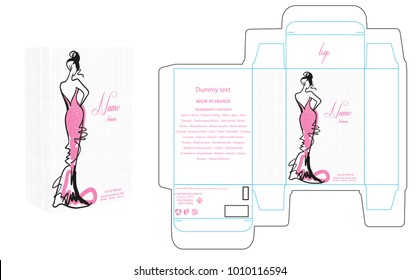 Packaging design, perfume luxury box design template and mockup box. Illustration vector