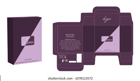 Packaging design, perfume luxury box design template and mockup box. Illustration vector