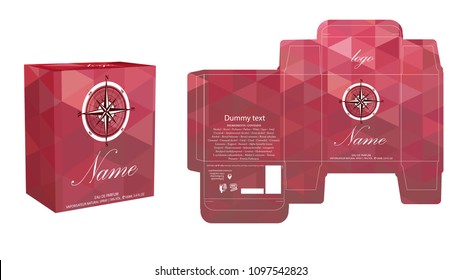 Packaging design, perfume luxury box design template and mockup box. Illustration vector.