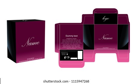 Packaging design, perfume luxury box design template and mockup box. Illustration vector