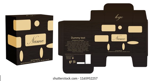 Packaging design, perfume luxury box design template and mockup box. Illustration vector.