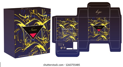 Packaging design, perfume luxury box design template and mockup box. Illustration vector.