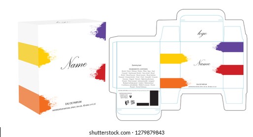Packaging design, perfume luxury box design template and mockup box. Illustration vector.