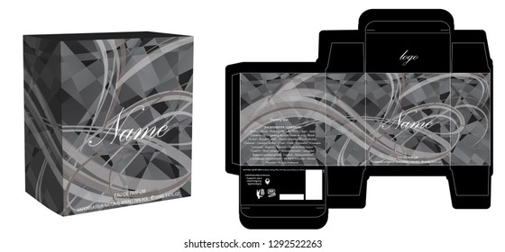 Packaging design, perfume luxury box design template and mockup box. Illustration vector