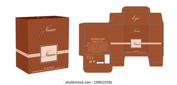 Packaging design, perfume luxury box design template and mockup box. Illustration vector.