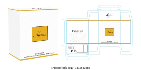 Packaging design, perfume luxury box design template and mockup box. Illustration vector.