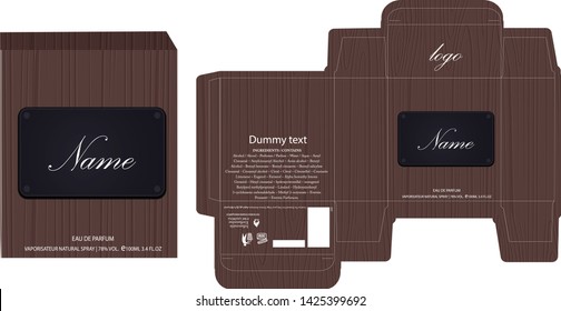 Packaging design, perfume luxury box design template and mockup box. Illustration vector.