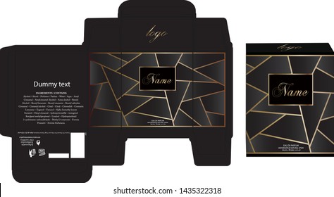 Packaging design, perfume luxury box design template and mockup box. Illustration vector.