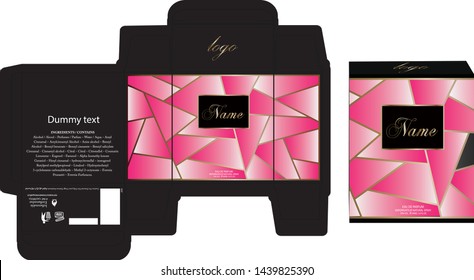 Packaging design, perfume luxury box design template and mockup box. Illustration vector.