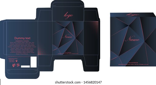 Packaging design, perfume luxury box design template and mockup box. Illustration vector.