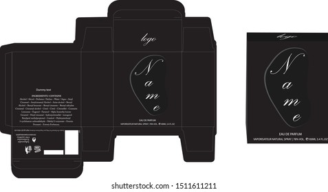 Packaging design, perfume luxury box design template and mockup box. Illustration vector.