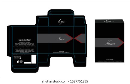 Packaging design, perfume luxury box design template and mockup box. Illustration vector.