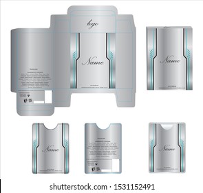Packaging design, perfume luxury box design template and mockup box. Illustration vector.