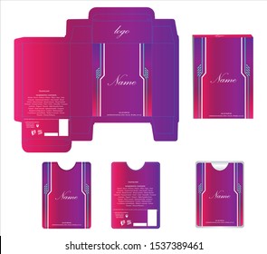 Packaging design, perfume luxury box design template and mockup box. Illustration vector.