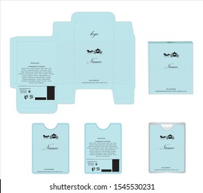 Packaging design, perfume luxury box design template and mockup box. Illustration vector.