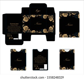 Packaging design, perfume luxury box design template and mock up box. Illustration vector.