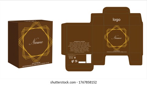 Packaging design, perfume luxury box design template and mockup box. Illustration vector